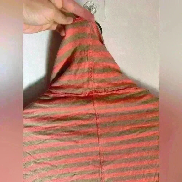Fresh Produce women’s open cardigan sweater striped tan coral one size made USA - Picture 8 of 10